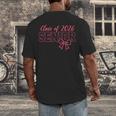 Class Of 2026 Pink Coquette Bow Cap Senior 2026 Graduation Men's Back Print T-Shirt