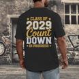 Class Of 2029 Count Down Fun First Day 8th Grade Graduation Men's Back Print T-Shirt