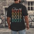 Class Of 2037 Vintage Kindergarten To Graduation Men's Back Print T-Shirt