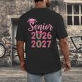 Coquette Pink Bow Flowers Senior 2026 2027 Graduation Men's Back Print T-Shirt