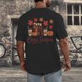 Cozy Season Autumn Leaves Books Pumpkins Fall Halloween Men's Back Print T-Shirt Cozy Season Autumn Leaves Books Pumpkins Fall Halloween Men's Back Print T-Shirt