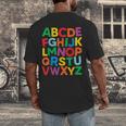 Cute ABCs Shirt Alphabet Colorful Letters Reading Books Kids Men's Back Print T-Shirt