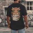 Cute Baby Highland Cow Reading Book Librarian Bookworm Men's Back Print T-Shirt