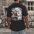 Cute Polar Bear Is Reading a Book Reading Polar Bear Men's Back Print T-Shirt