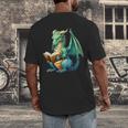Dragon With Book Men's Back Print T-Shirt Dragon With Book Men's Back Print T-Shirt