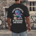 Easily Distracted By Dragons And Books Men's Back Print T-Shirt Easily Distracted By Dragons And Books Men's Back Print T-Shirt