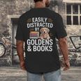 Easily Distracted By Goldens & Books Golden Retriever Dog Men's Back Print T-Shirt
