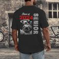 Fun Trendy UFO Sloth Graduation Class Of 2024 Senior Men's Back Print T-Shirt