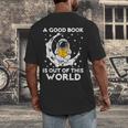 Good Book Is Out Of This World Astronaut Moon Space Reading Men's Back Print T-Shirt