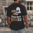 Halloween Teacher Women Cute Reading Ghost Read More Books Men's Back Print T-Shirt
