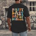 Happy Last Day Of School Groovy Teacher Student Graduation Men's Back Print T-Shirt