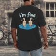 I'm Fine Drowning Thumbs Up Introvert Meme Humor Men's Back Print T-Shirt