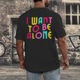 Introvert I Want To Be Alone Retro Wavy Men's Back Print T-Shirt Introvert I Want To Be Alone Retro Wavy Men's Back Print T-Shirt