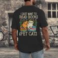 I Just Want To Read Books And Pet Cats Introvert Men's Back Print T-Shirt