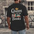Librarian Queen Of The Books Book Reading Library Men's Back Print T-Shirt
