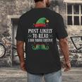 Most Likely To Read A Book Matching Christmas Elf Men's Back Print T-Shirt