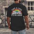 Take a Look It's In a Book Reading Vintage Retro Rainbow Men's Back Print T-Shirt