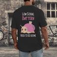 Low Social Battery Cute Snail With House Introvert Cozy Home Men's Back Print T-Shirt Low Social Battery Cute Snail With House Introvert Cozy Home Men's Back Print T-Shirt