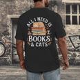 All I Need Is Books And Cats Reading Men's Back Print T-Shirt