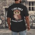 I Like Owls And Maybe 3 People Introvert Humor Casual Men's Back Print T-Shirt I Like Owls And Maybe 3 People Introvert Humor Casual Men's Back Print T-Shirt