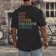 Oysters And Beer Lovers Introvert Quote Vintage Retro Men's Back Print T-Shirt