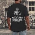 Personalized Keep Calm Graduation Christmas Team Assistant Manager Job Title Profession Birthday Men's Back Print T-Shirt