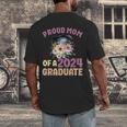 Proud Mom Of a 2024 Graduate Floral Flower Family Graduation Men's Back Print T-Shirt