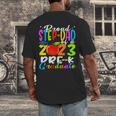 Proud Step-Dad Of 2023 Pre-K Graduate Fathers Day Graduation Men's Back Print T-Shirt