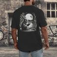 Rabbit Reading Book Full Moon Lake Scenery Men's Back Print T-Shirt Rabbit Reading Book Full Moon Lake Scenery Men's Back Print T-Shirt