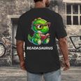 Readasaurus Reading Dinosaur Book Reader Bookworm Men's Back Print T-Shirt
