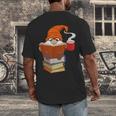 Reading Lover Book Graphic Gnome Men's Back Print T-Shirt