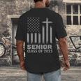Senior Class Of 2025 USA Flag Cross Christian Graduation Men's Back Print T-Shirt