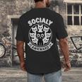 Socially Awkward Cute Introvert Cat Meme Anti-Social Club Men's Back Print T-Shirt