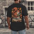 Squirrel Reading Book Lovers Fall Leaves Library Books Men's Back Print T-Shirt