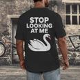 Stop Looking At Me Swan Introvert Humor Men's Back Print T-Shirt