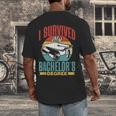 I Survived My Bachelor's Degree Party Bachelor Graduation Men's Back Print T-Shirt