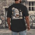 Vintage Cute Gnome Reading Book Coffee Cute Gnome Graphic Men's Back Print T-Shirt Vintage Cute Gnome Reading Book Coffee Cute Gnome Graphic Men's Back Print T-Shirt