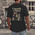 Women's Unearth A Story Dinosaur Reading a Library Book Men's Back Print T-Shirt