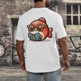 Adorable Book Lover Salmon With Reading Glasses Cute Men's Back Print T-Shirt