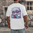 Adorable Book Lover Yeti With Reading Glasses Cute Men's Back Print T-Shirt Adorable Book Lover Yeti With Reading Glasses Cute Men's Back Print T-Shirt