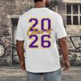 Class Of 2026 Graduation Varsity Purple And Yellow Letters Men's Back Print T-Shirt