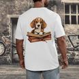 Cute Dog Beagle Reading Book Men's Back Print T-Shirt