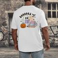 Ghost Reading Halloween Women Teacher Book Lover Men's Back Print T-Shirt