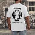 Go Away I'm Introverting Cat With Coffee Men's Back Print T-Shirt