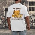 Go Away I'm Introverting Cozy Cat With Laptop And Coffee Men's Back Print T-Shirt