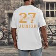 Junior Class 2027 Graduation Back To School Orange Letters Premium Tri-Blend Men's Back Print T-Shirt