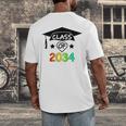 K -12th Grade Hand Prints Space Graduation Class Of 2034 Men's Back Print T-Shirt