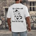 Life Is Better With Books Cats And Coffee Shirt Men's Back Print T-Shirt Life Is Better With Books Cats And Coffee Shirt Men's Back Print T-Shirt