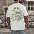 Matcha Green Tea Latte Drink Matcha Read Books Be Happy Men's Back Print T-Shirt Matcha Green Tea Latte Drink Matcha Read Books Be Happy Men's Back Print T-Shirt