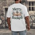 Merry And Booked Holiday Reading Winter Book Lover Premium Tri-Blend Men's Back Print T-Shirt
